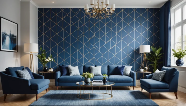 papier peint géométrique bleu