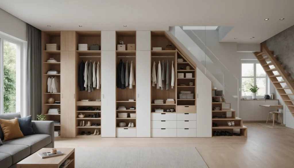 armoire sous escalier ouvert