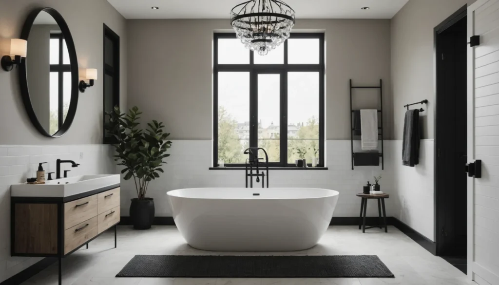 salle de bain avec robinetterie noire